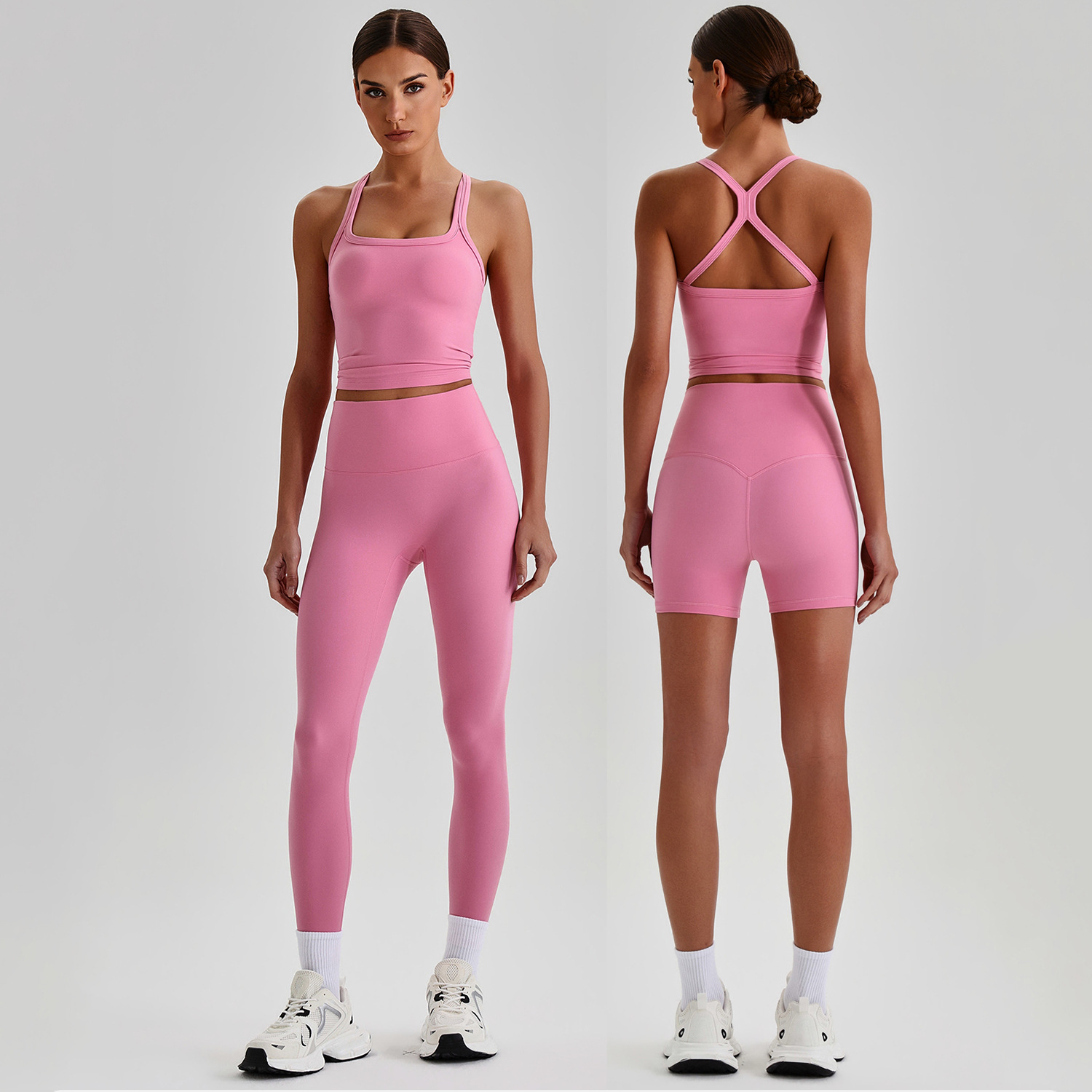 Aoyema Sportswear Custom logo Wholesale Workout Set Scrunch Butt Tight Pants Wirefree Bra Breathable Gym Clothing