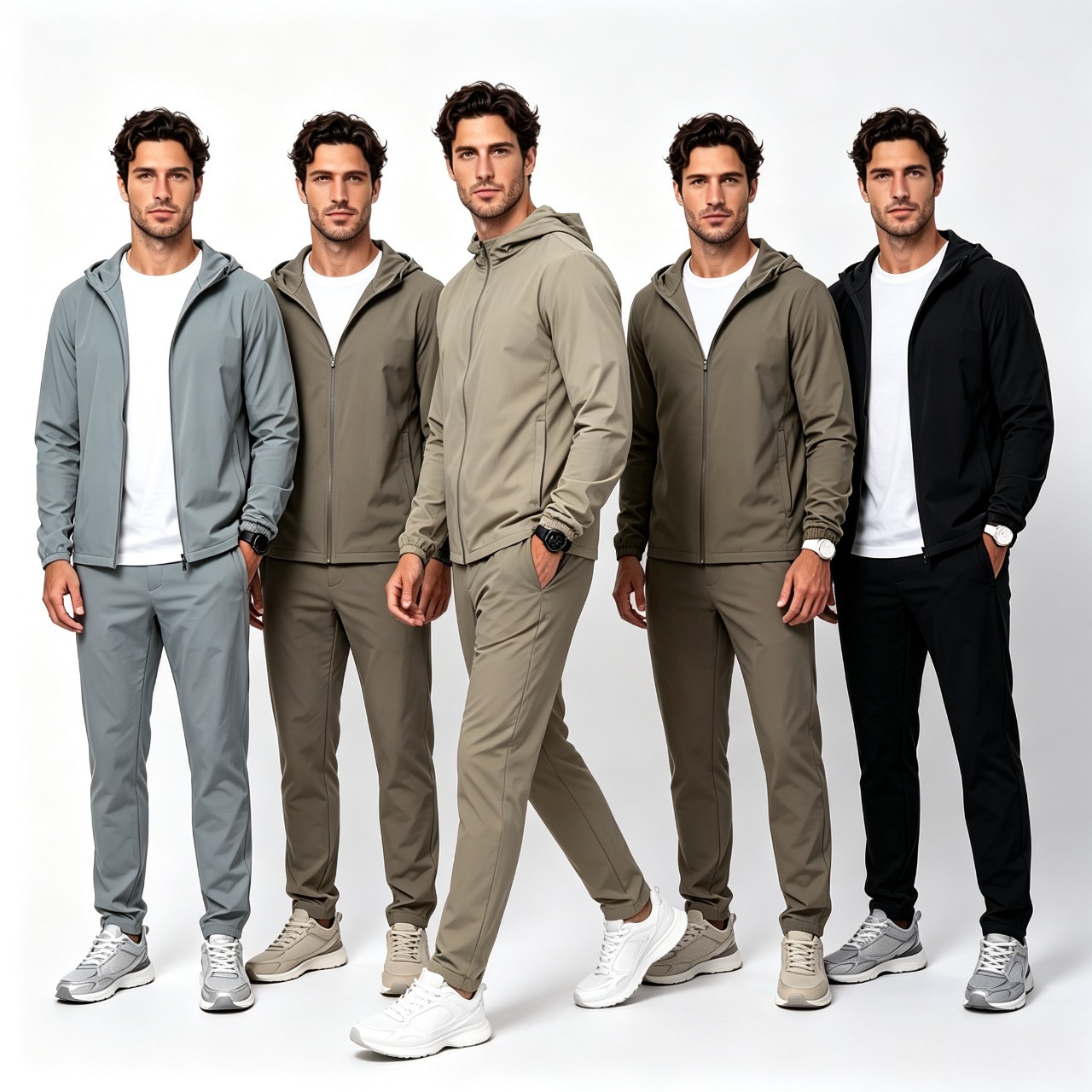 Men's Tracksuit 2 Piece Set Zip Hoodie Jacket And Jogger Pants Sportswear Gym Running Suit Wholesale