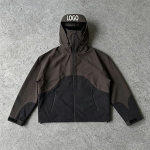 Mens Waterproof Windproof Hooded Nylon Windbreaker Jacket