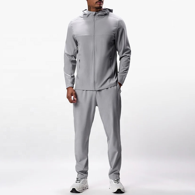 Custom Logo Printed Training Wear Jogging Suit Sweatpants and Hoodie Set Joggers Set Woven Nylon Windbreaker Tracksuit for Men