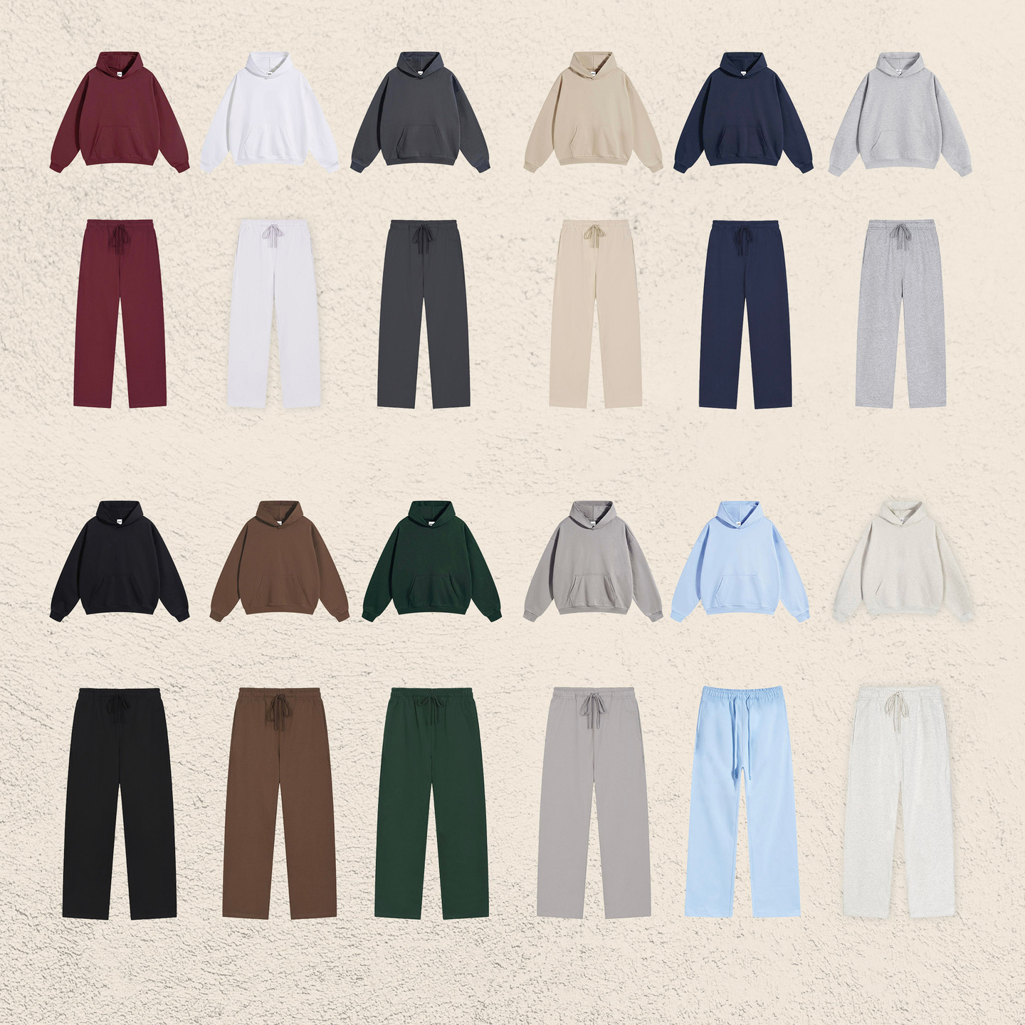 High Quality Hoodie Set Unisex 430 GSM Heavywight Terry 2 Pieces Custom Logo Men Hoodie And Sweatpants Casual Tracksuit
