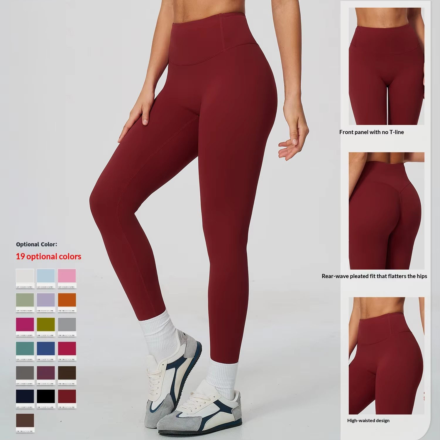 Custom Logo Wholesale No Front Seam Yoga Pants Women Scrunch Butt Lifting Leggings High Waist Tummy Control Gym Workout Tights