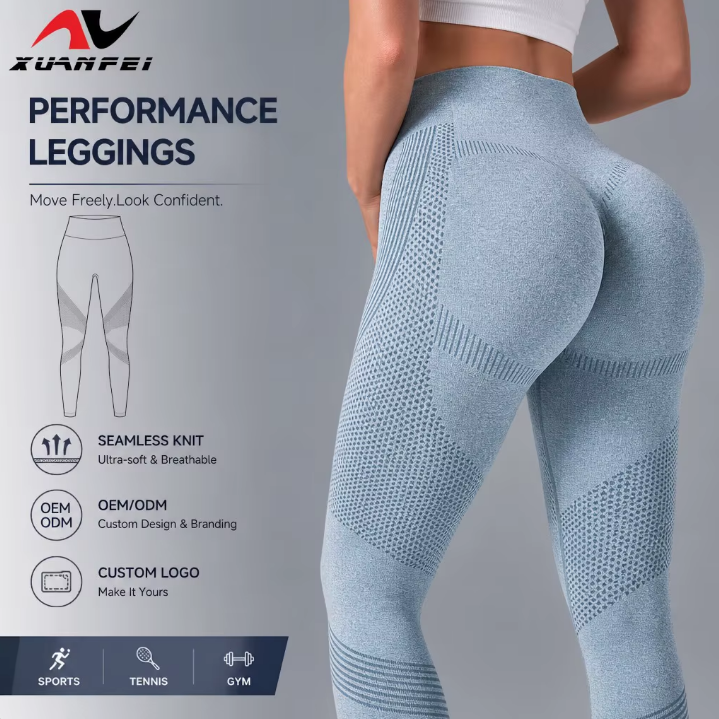 Hot-Selling Women Wide Waistband Seamless Stretchy Control Workout Pants Quick Dry Athletic Fitness Tight Yoga Leggings