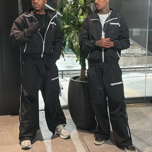 High Quality Custom Design Nylon Tracksuit Windbreaker Jackets and Nylon Pants Tracksuit Windbreaker Set