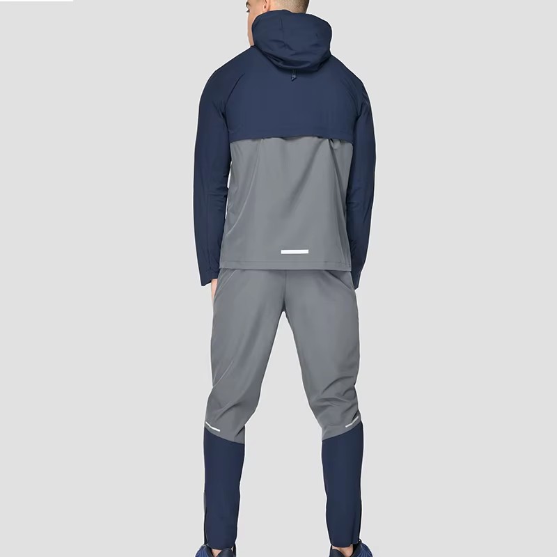 Private Label Zipper Pockets Sportswear Four Way Stretch Woven Joggers Pants Windbreaker Tracksuits for Men
