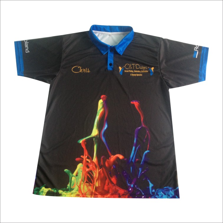 OEM Custom Men Polo Shirt Sublimation Print Clothing Tennis Sports Polo Short Sleeve
