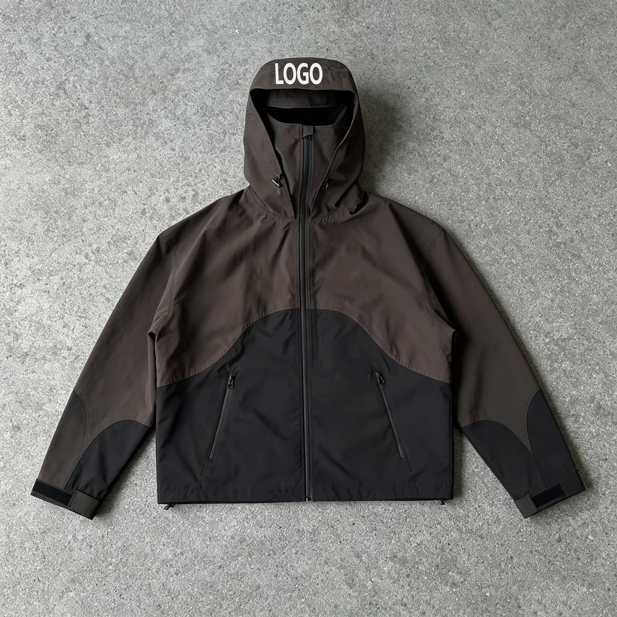 Custom Windproof Waterproof Nylon Zip up Jackets for Men High Quality Pullover Coat Outdoor Nylon Hooded Windbreaker Jacket Men