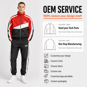 Custom Sweatsuit Manufacturer Embroidery Zip Up Jacket Jogger Pants Set Color Block Nylon Windbreaker Jackets Tracksuits For Men