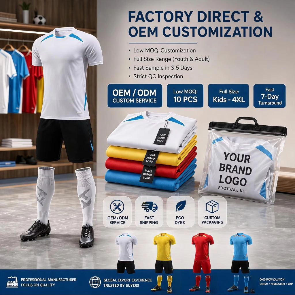 Customized Football Training Suit for Adult Men Club Match Soccer Uniform Jersey and Shorts Team Kit for League Sportswear