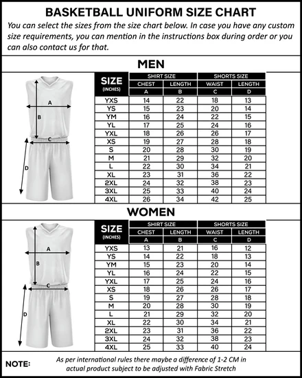 Size Chart and Specifications