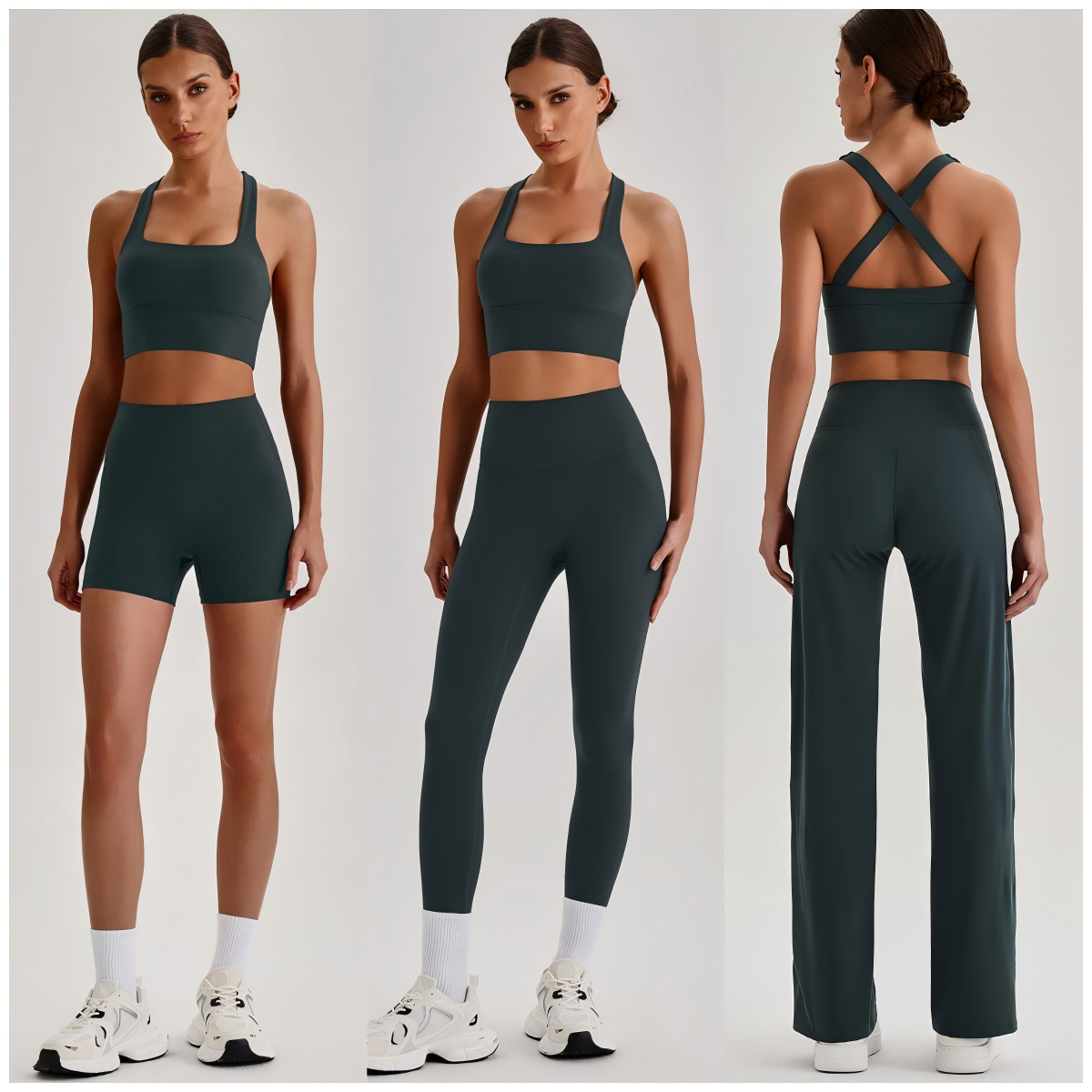 Aoyema Sportswear Custom logo Wholesale Workout Set Scrunch Butt Tight Pants Wirefree Bra Breathable Gym Clothing