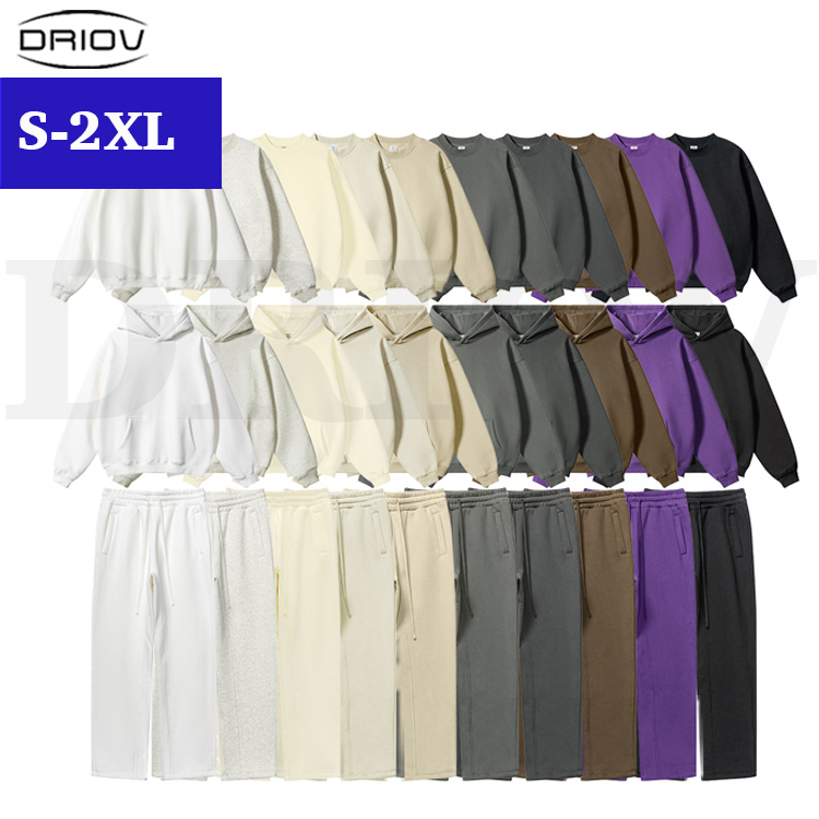 Custom Winter Fleece Fashion Knitted Tracksuit Street Wear Oversized 2 Pieces Set Blank Unisex Hoodies and Sweat Pants Set