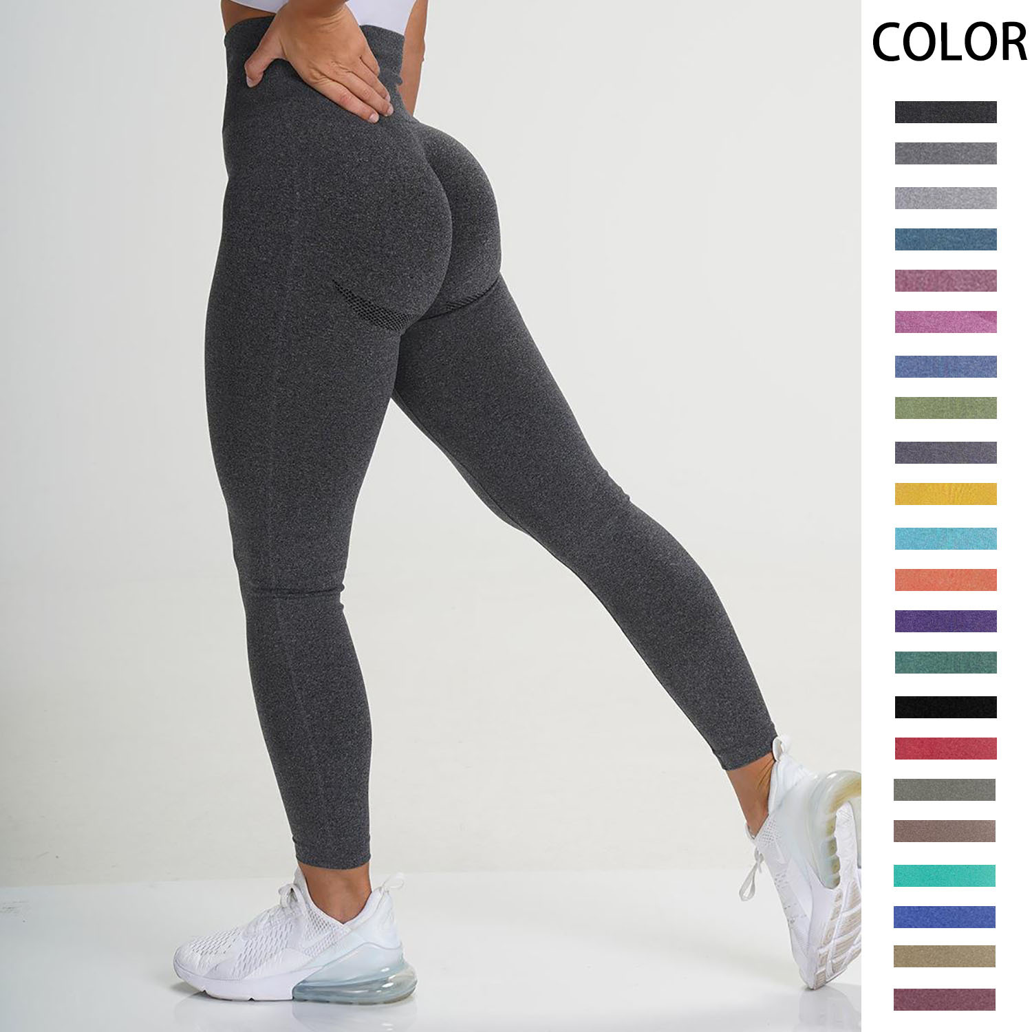 Wholesale OEM Women Seamless Yoga Leggings High Waisted Tummy Control Workout Pants Custom Sports Yoga Wear Elastic Waist
